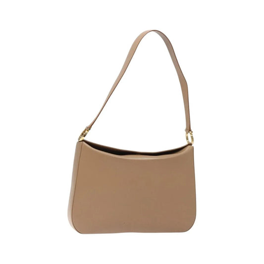 Salvatore Ferragamo Gancini Leather, Beige, Leather, Shoulder Bag