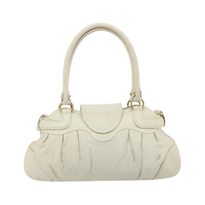 Salvatore Ferragamo Gancini Leather, White, Leather, Handbag