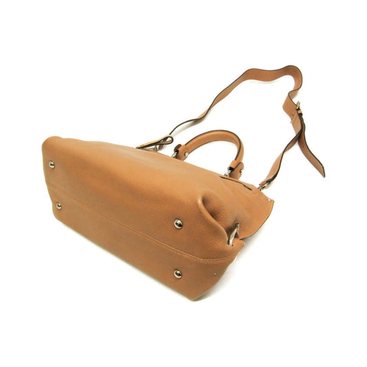Salvatore Ferragamo Gancini Leather, Brown, Leather, Shoulder Bag