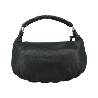 Salvatore Ferragamo Gancini Leather, Black, Leather, Handbag