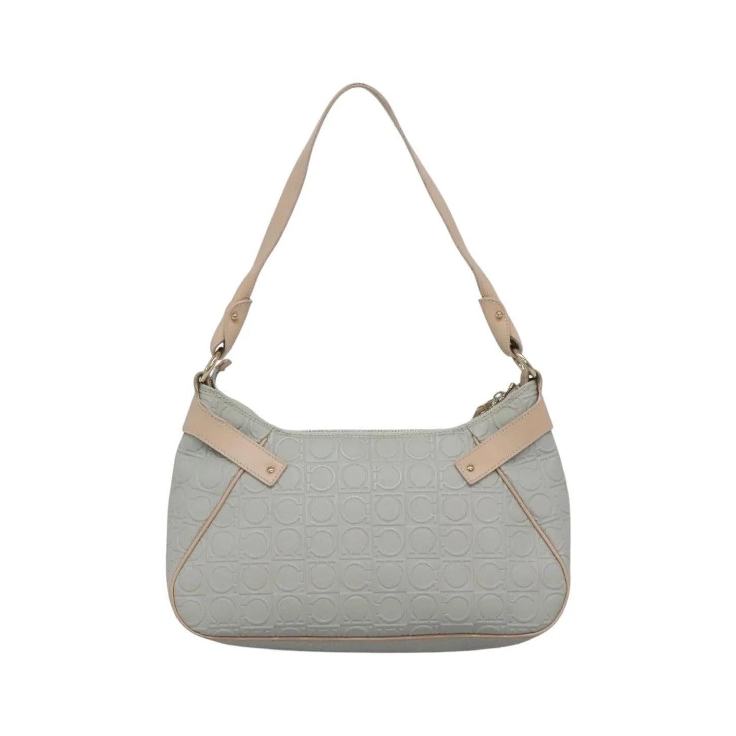 Salvatore Ferragamo Gancini Leather, Gray, Leather, Shoulder Bag