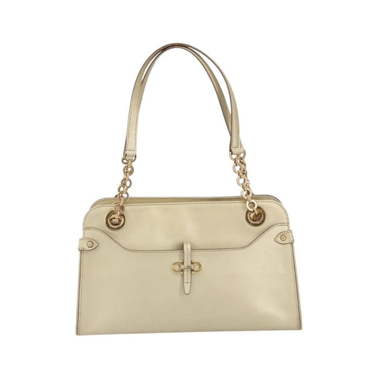 Salvatore Ferragamo Gancini Leather, Gold, Leather, Shoulder Bag