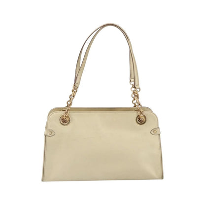 Salvatore Ferragamo Gancini Leather, Gold, Leather, Shoulder Bag