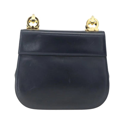 Salvatore Ferragamo Gancini Leather, Navy, Leather, Shoulder Bag