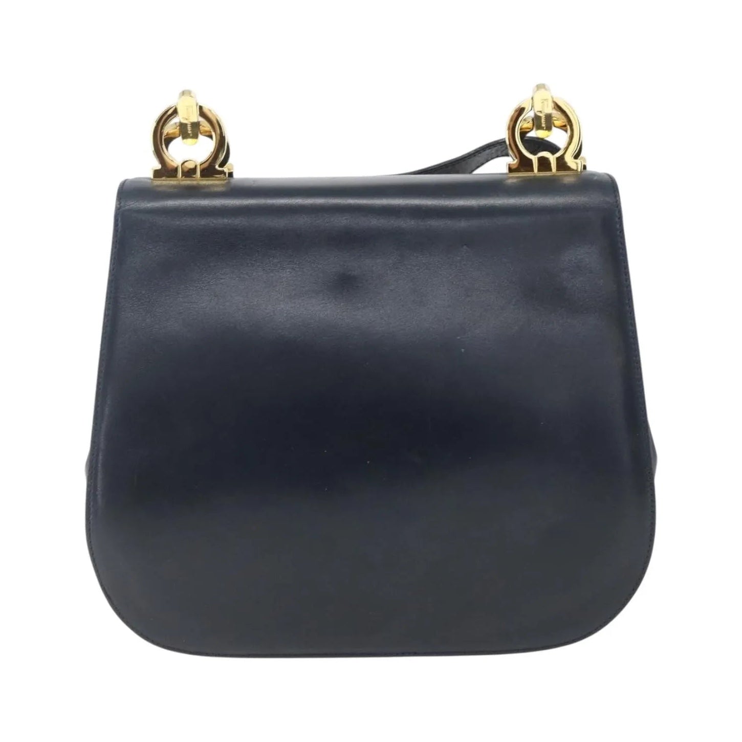 Salvatore Ferragamo Gancini Leather, Navy, Leather, Shoulder Bag