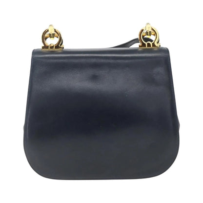 Salvatore Ferragamo Gancini Leather, Navy, Leather, Shoulder Bag