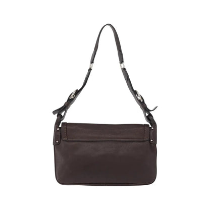 Salvatore Ferragamo Gancini Leather, Brown, Leather, Shoulder Bag