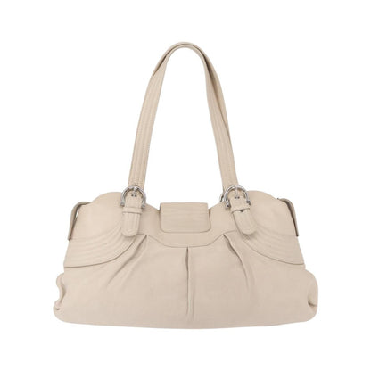 Salvatore Ferragamo Gancini Leather, Silver, Leather, Shoulder Bag
