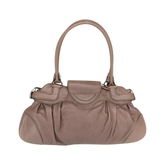 Salvatore Ferragamo Gancini Leather, Beige, Leather, Handbag