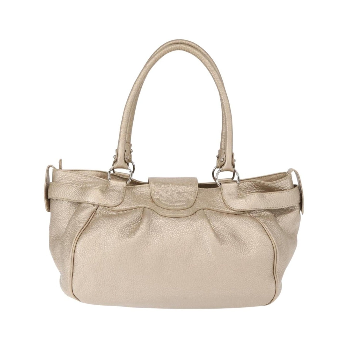 Salvatore Ferragamo Gancini Leather, Gold, Leather, Handbag