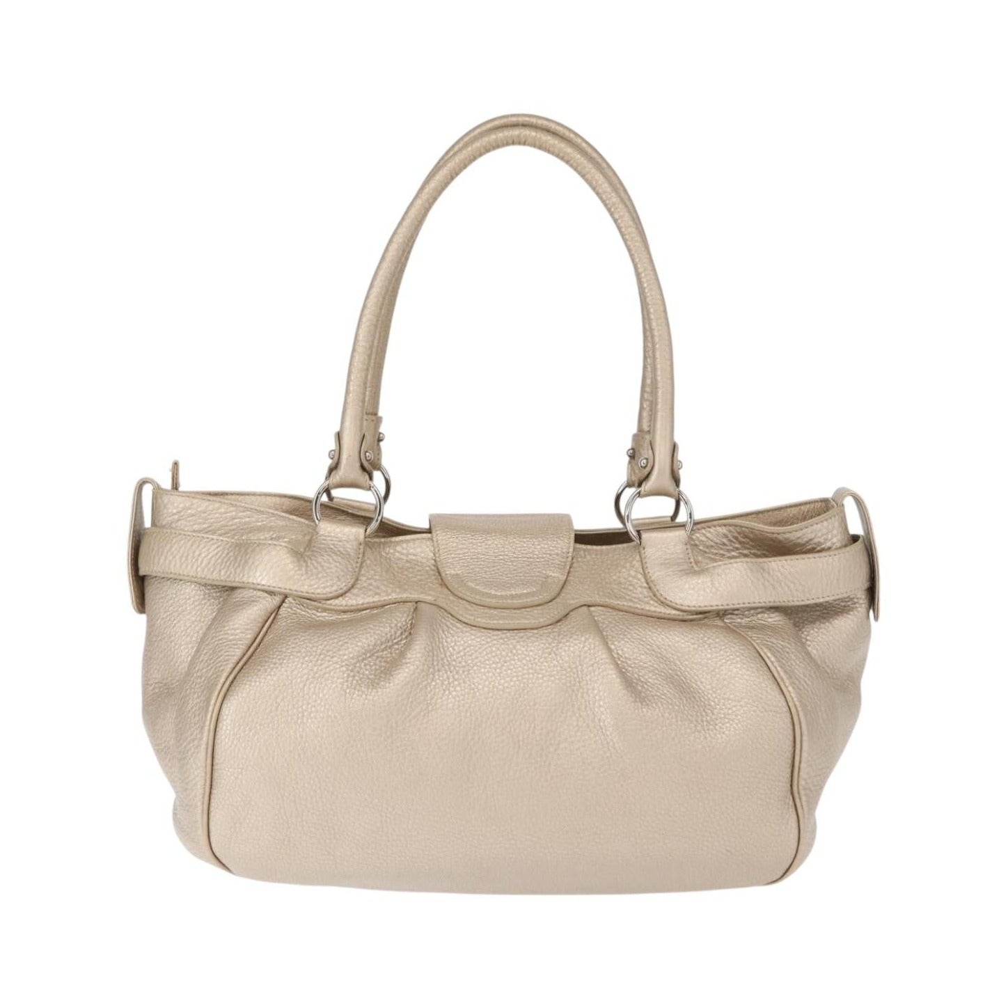 Salvatore Ferragamo Gancini Leather, Gold, Leather, Handbag