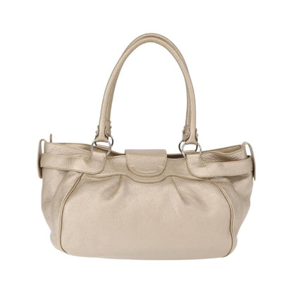 Salvatore Ferragamo Gancini Leather, Gold, Leather, Handbag
