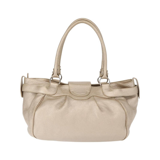 Salvatore Ferragamo Gancini Leather, Gold, Leather, Handbag