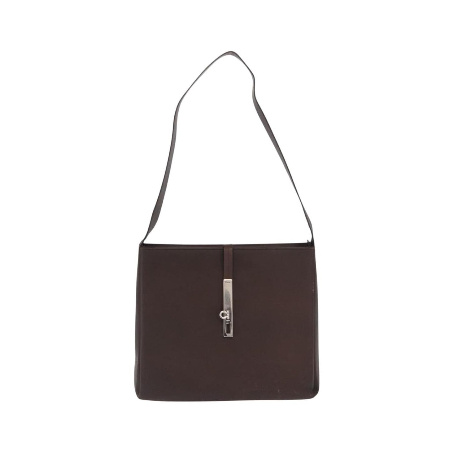 Salvatore Ferragamo Gancini Leather, Brown, Leather, Shoulder Bag