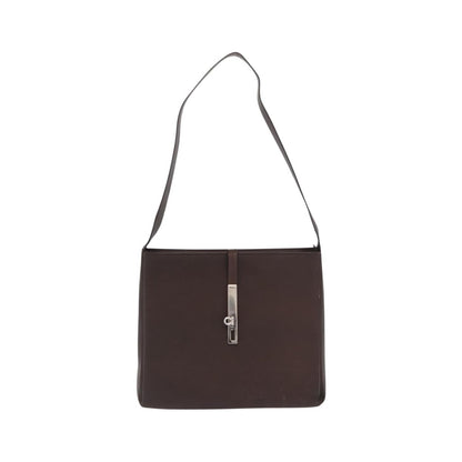 Salvatore Ferragamo Gancini Leather, Brown, Leather, Shoulder Bag