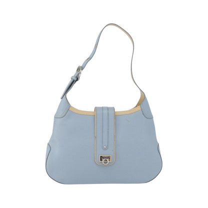 Salvatore Ferragamo Gancini Leather, Blue, Leather, Shoulder Bag