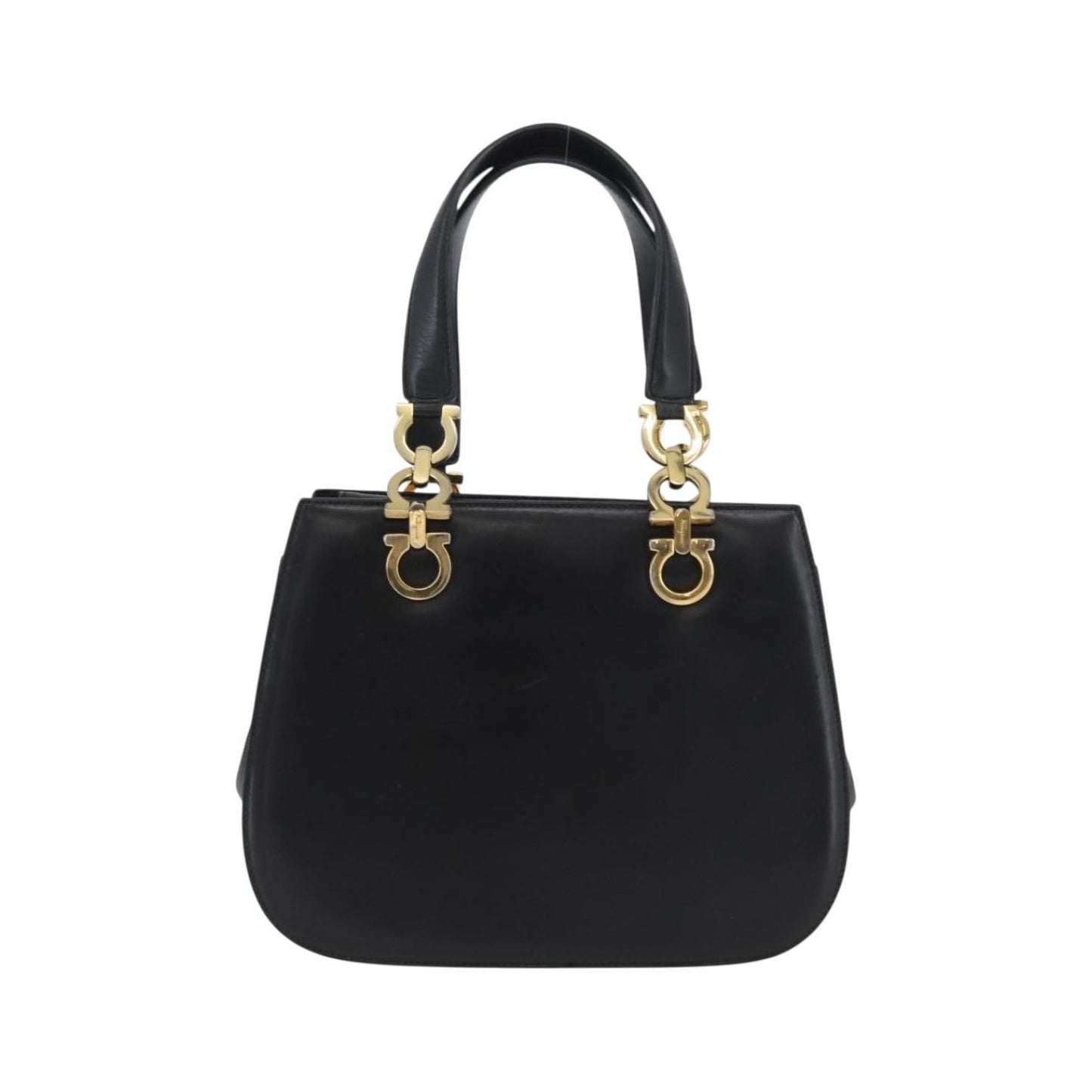 Salvatore Ferragamo Gancini Leather, Black, Leather, Handbag