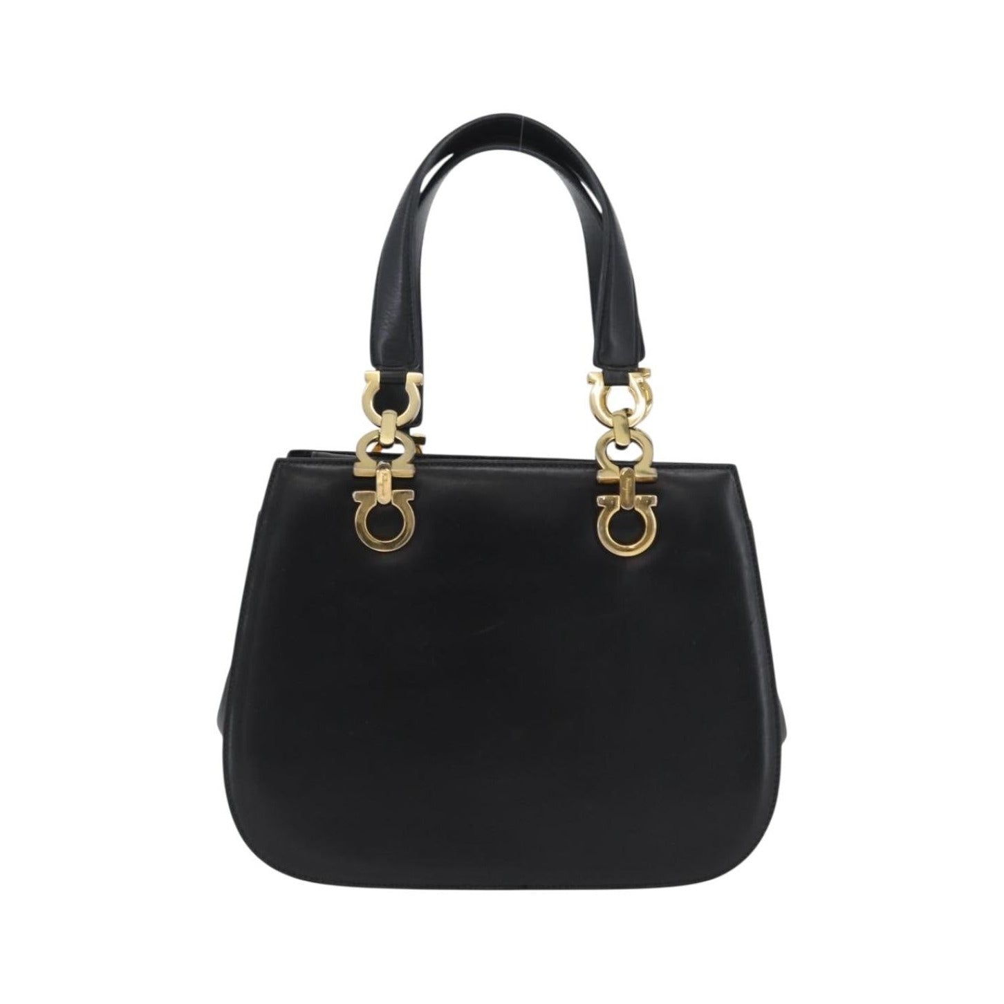 Salvatore Ferragamo Gancini Leather, Black, Leather, Handbag