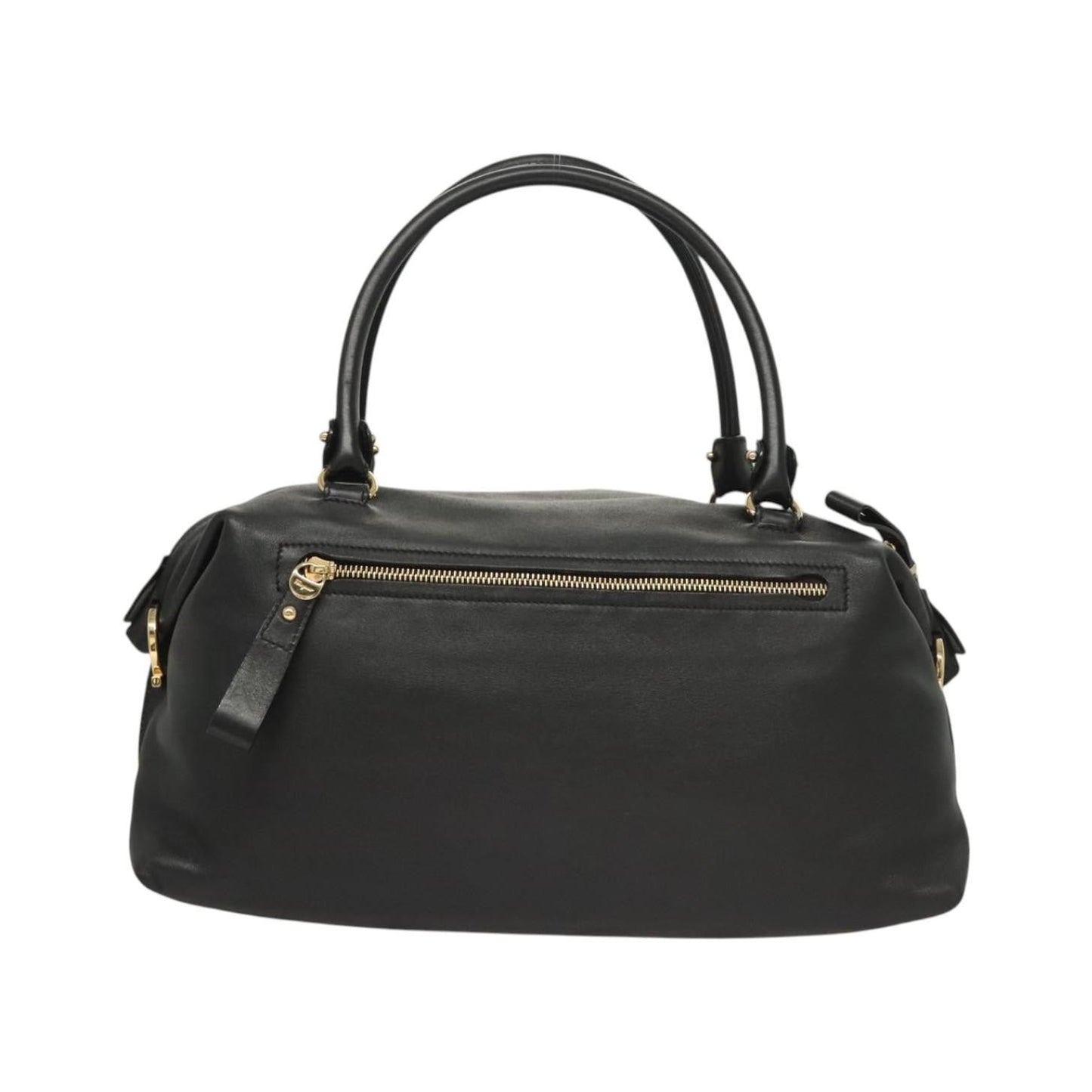 Salvatore Ferragamo Gancini Leather, Black, Leather, Handbag