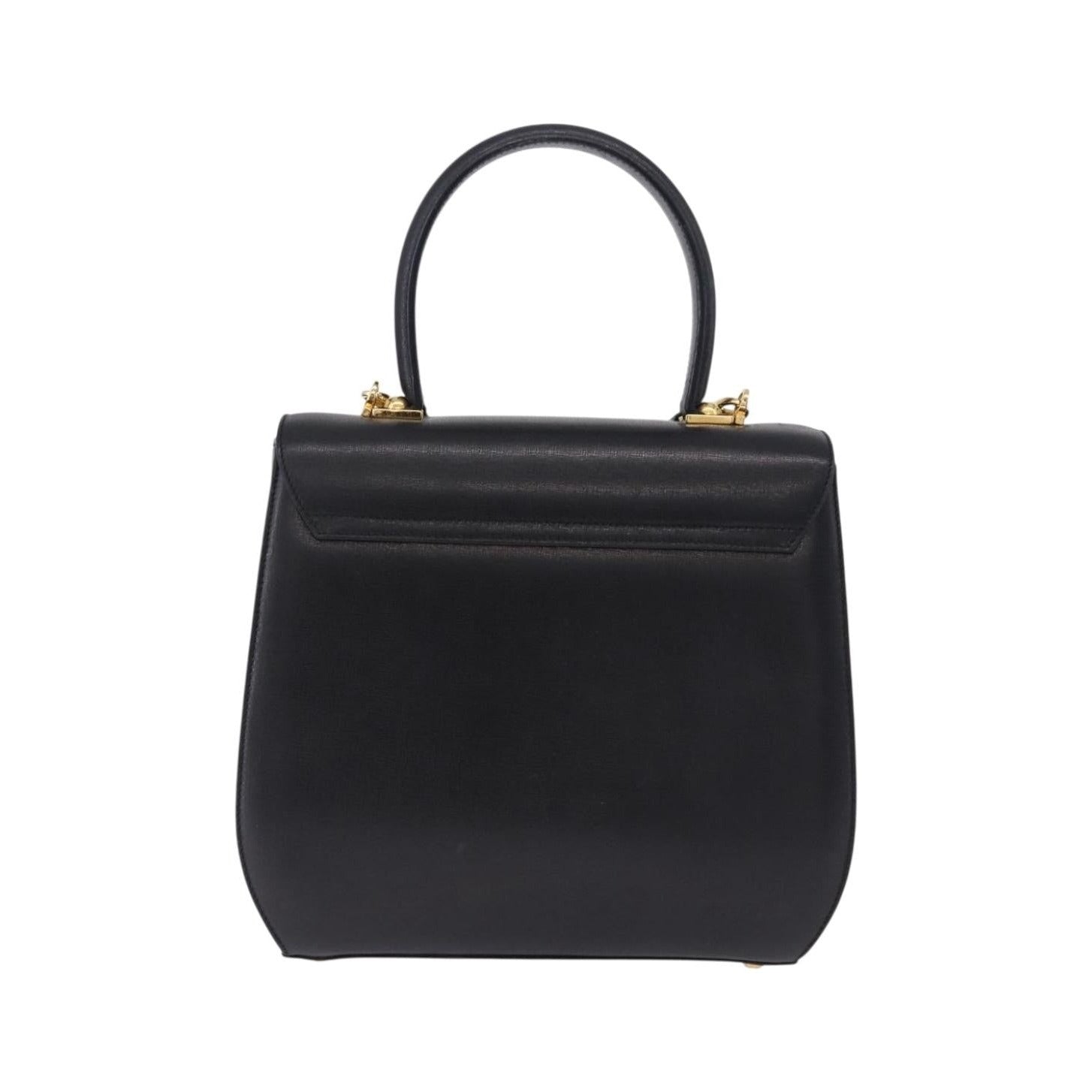 Salvatore Ferragamo Gancini Leather, Black, Leather, Handbag