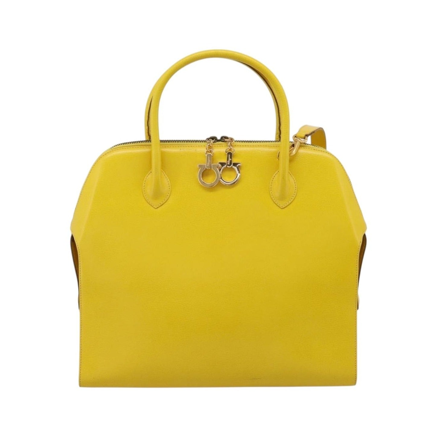 Salvatore Ferragamo Gancini Leather, Yellow, Leather, Handbag