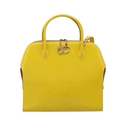 Salvatore Ferragamo Gancini Leather, Yellow, Leather, Handbag