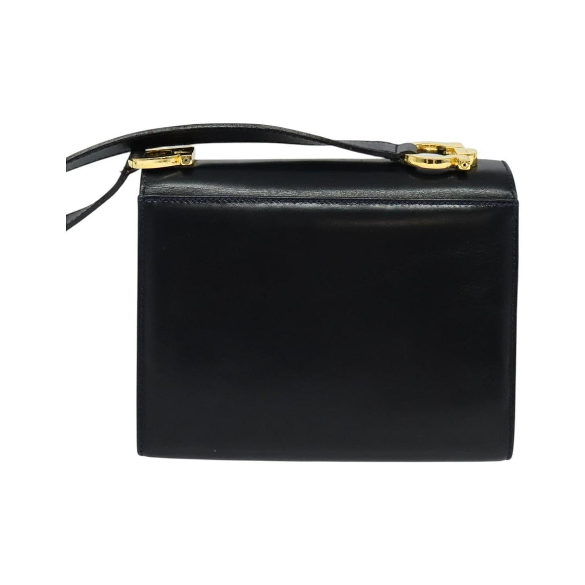 Salvatore Ferragamo Gancini Leather, Black, Leather, Shoulder Bag