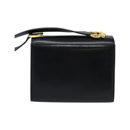 Salvatore Ferragamo Gancini Leather, Black, Leather, Shoulder Bag
