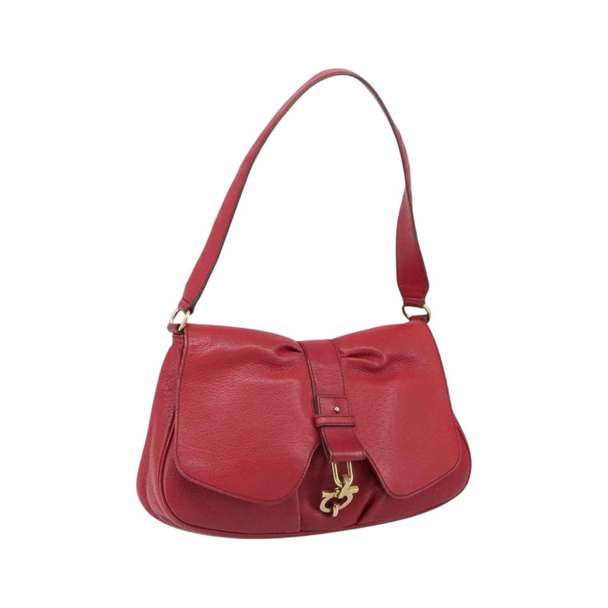 Salvatore Ferragamo Gancini Leather, Red, Leather, Shoulder Bag