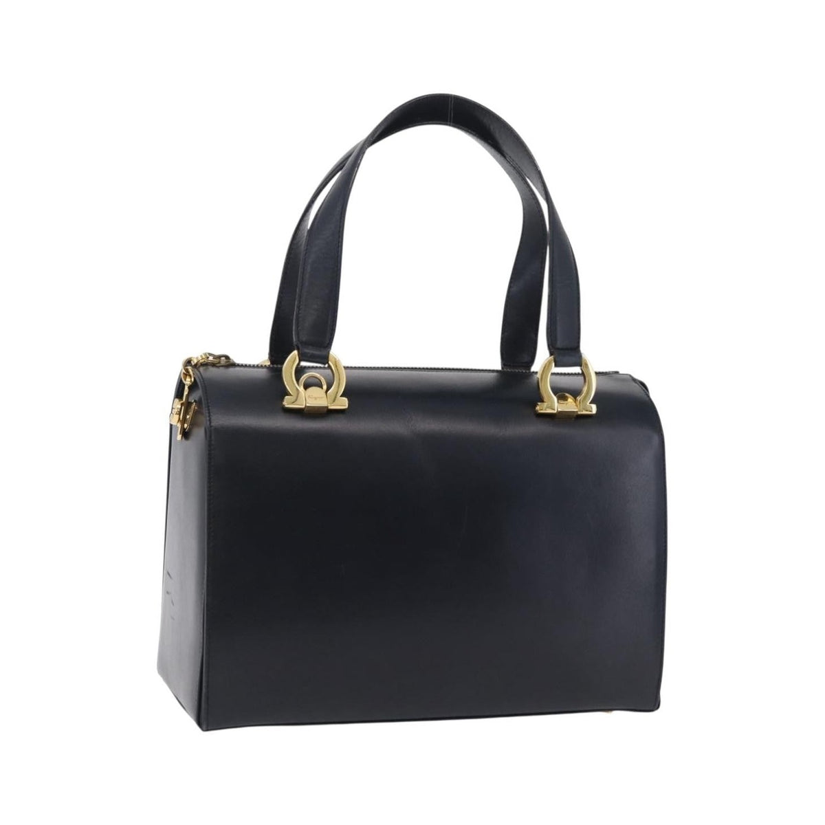 Salvatore Ferragamo Gancini Leather, Navy, Leather, Handbag