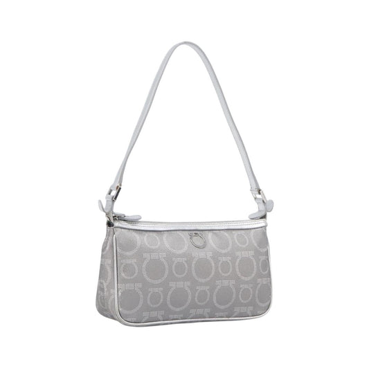 Salvatore Ferragamo Gancini Leather, Silver, Leather, Crossbody Bag