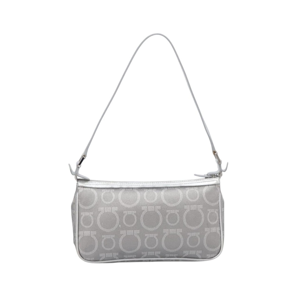 Salvatore Ferragamo Gancini Leather, Silver, Leather, Crossbody Bag