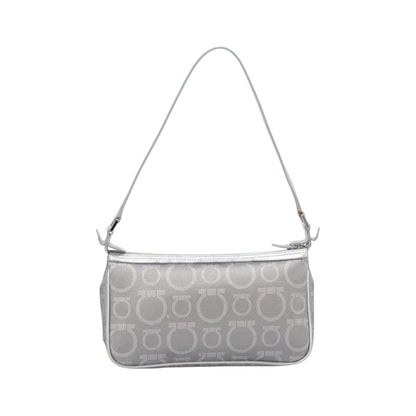 Salvatore Ferragamo Gancini Leather, Silver, Leather, Crossbody Bag