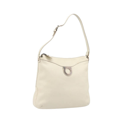 Salvatore Ferragamo Gancini Leather, Beige, Leather, Crossbody Bag