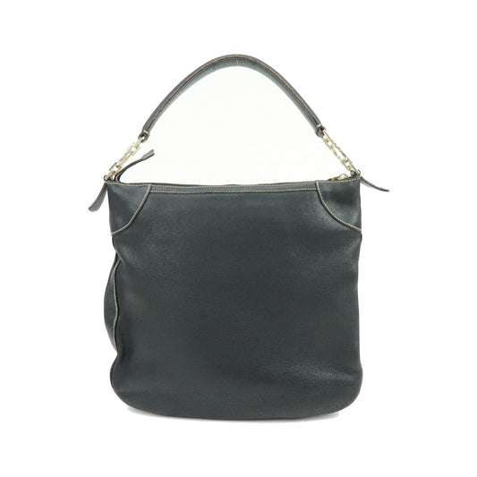 Salvatore Ferragamo Gancini Leather, Black, Leather, Crossbody Bag