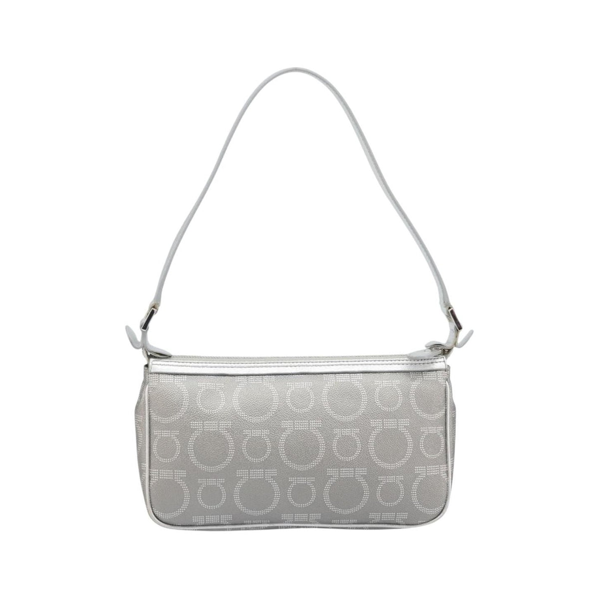 Salvatore Ferragamo Gancini Leather, Silver, Leather, Crossbody Bag
