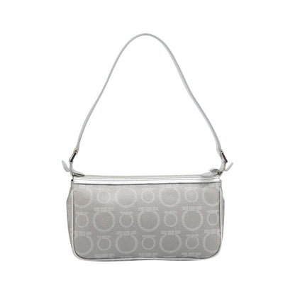 Salvatore Ferragamo Gancini Leather, Silver, Leather, Crossbody Bag