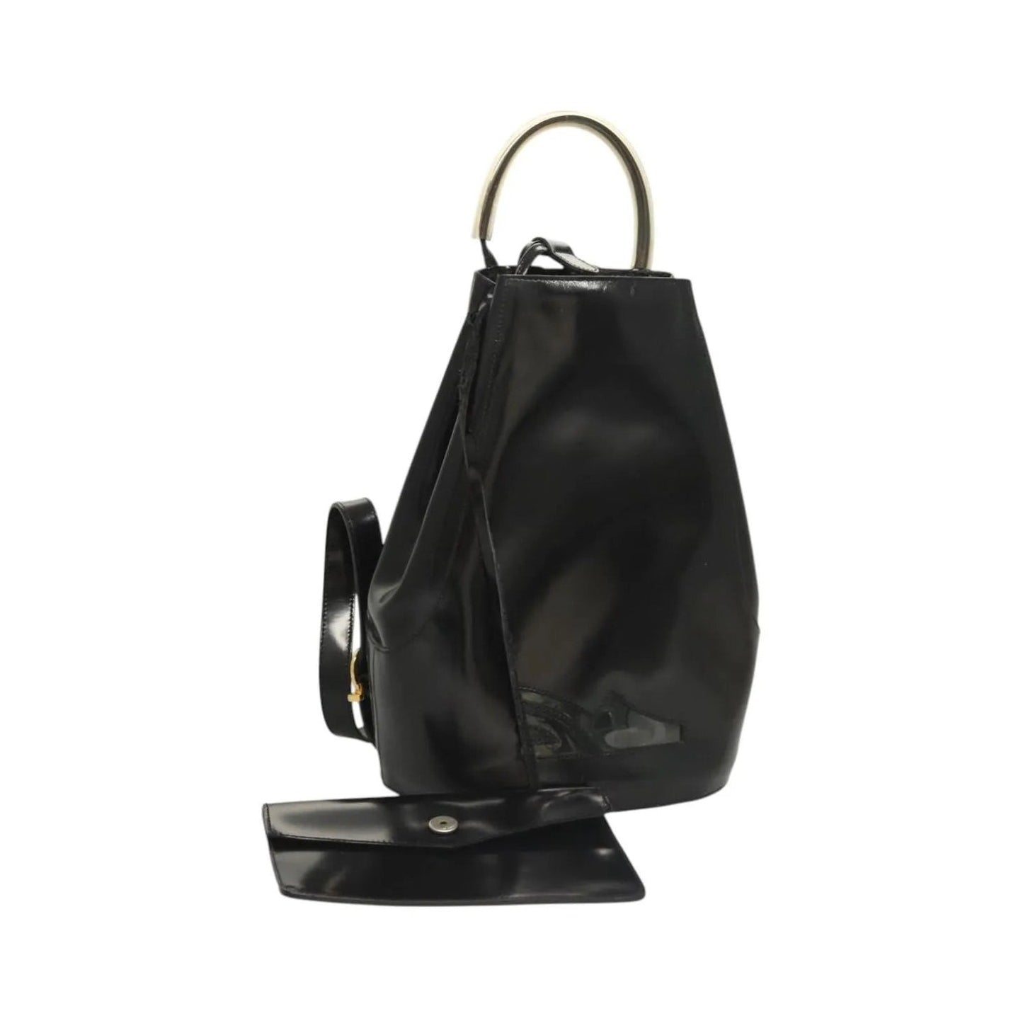 Salvatore Ferragamo Gancini Patent Leather, Black, Patent Leather, Backpack