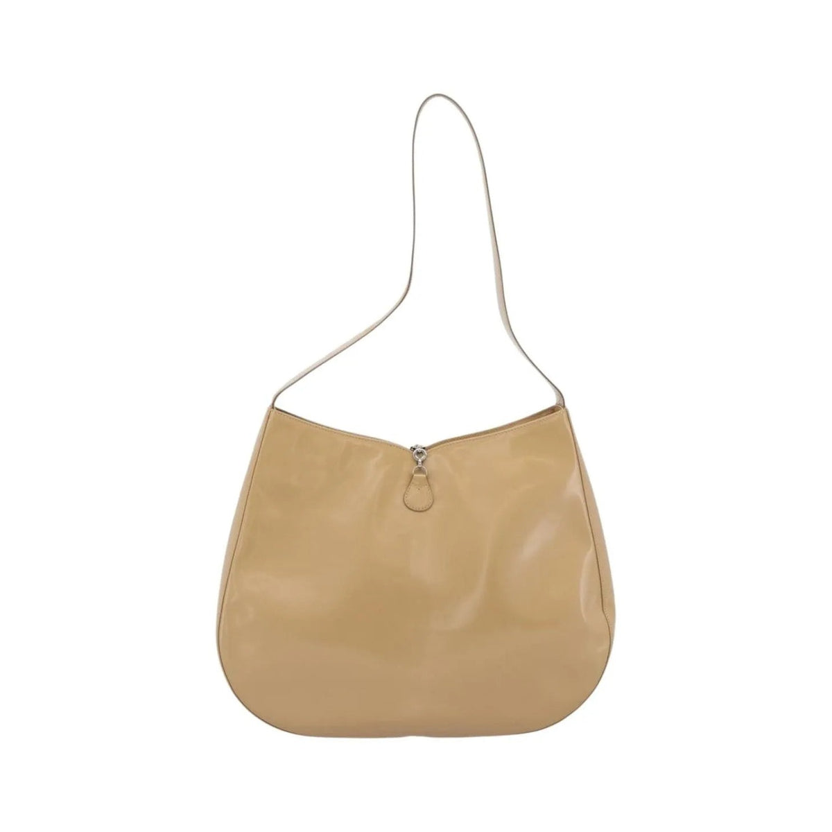 Salvatore Ferragamo Gancini Patent Leather, Beige, Patent Leather, Shoulder Bag