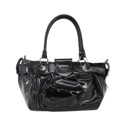 Salvatore Ferragamo Gancini Patent Leather, Black, Patent Leather, Handbag