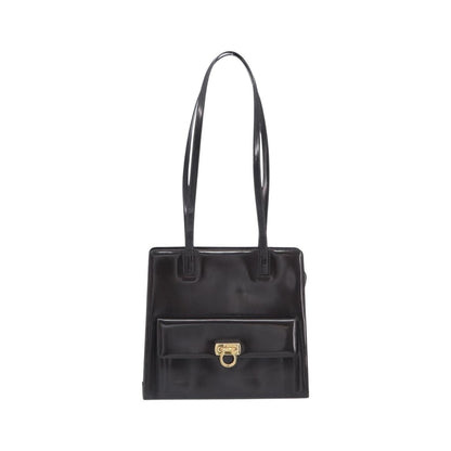 Salvatore Ferragamo Gancini Patent Leather, Brown, Patent Leather, Crossbody Bag