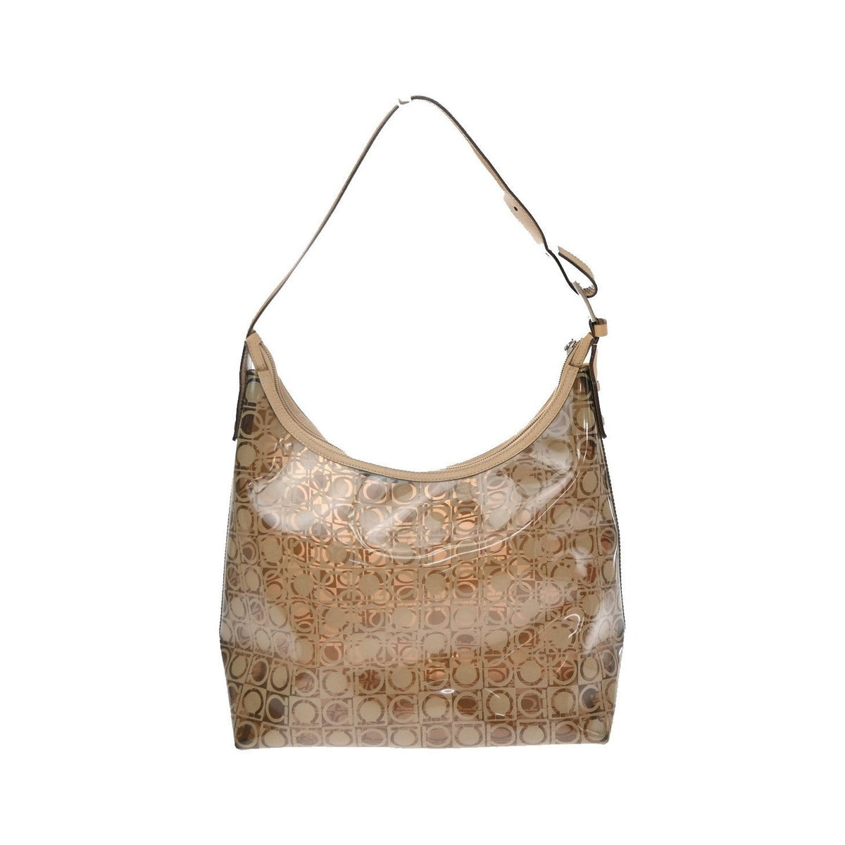 Salvatore Ferragamo Gancini PVC Leather, Brown, PVC, Shoulder Bag