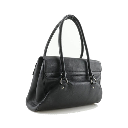 Salvatore Ferragamo Gancini Satchel Leather, Black, Leather, Shoulder Bag