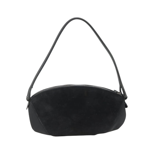 Salvatore Ferragamo Gancini Suede, Black, Suede, Shoulder Bag