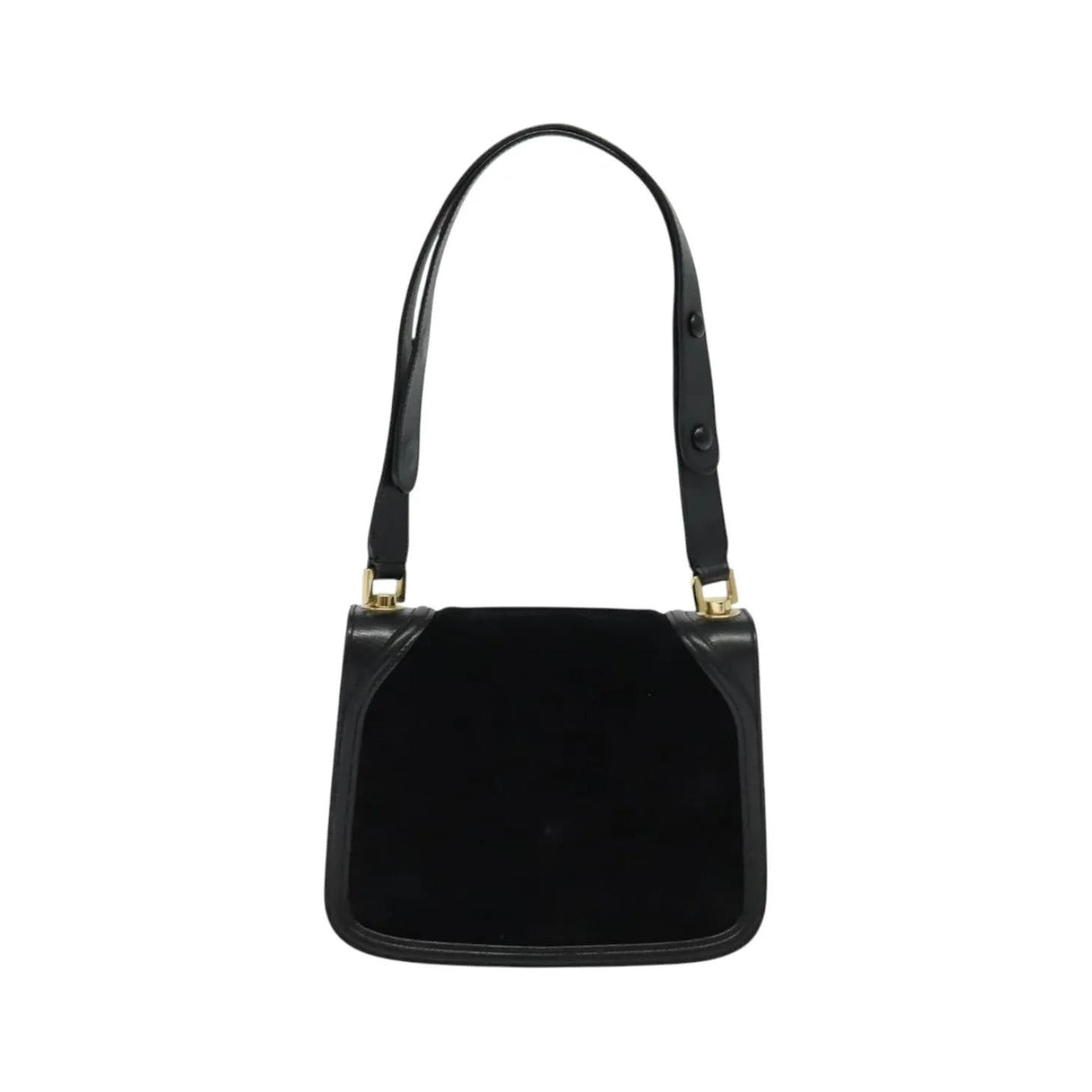 Salvatore Ferragamo Gancini Suede, Black, Suede, Shoulder Bag