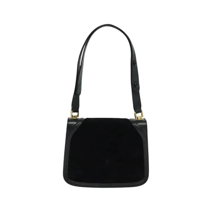 Salvatore Ferragamo Gancini Suede, Black, Suede, Shoulder Bag