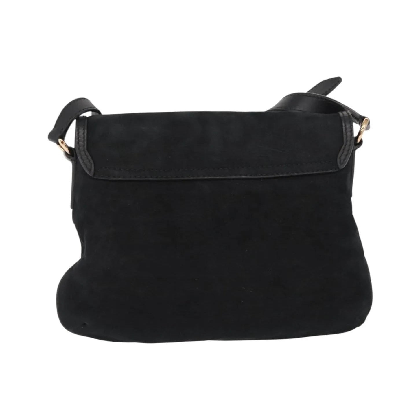 Salvatore Ferragamo Gancini Suede, Black, Suede, Shoulder Bag