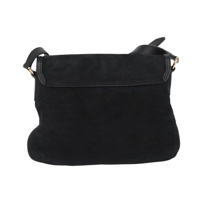 Salvatore Ferragamo Gancini Suede, Black, Suede, Shoulder Bag
