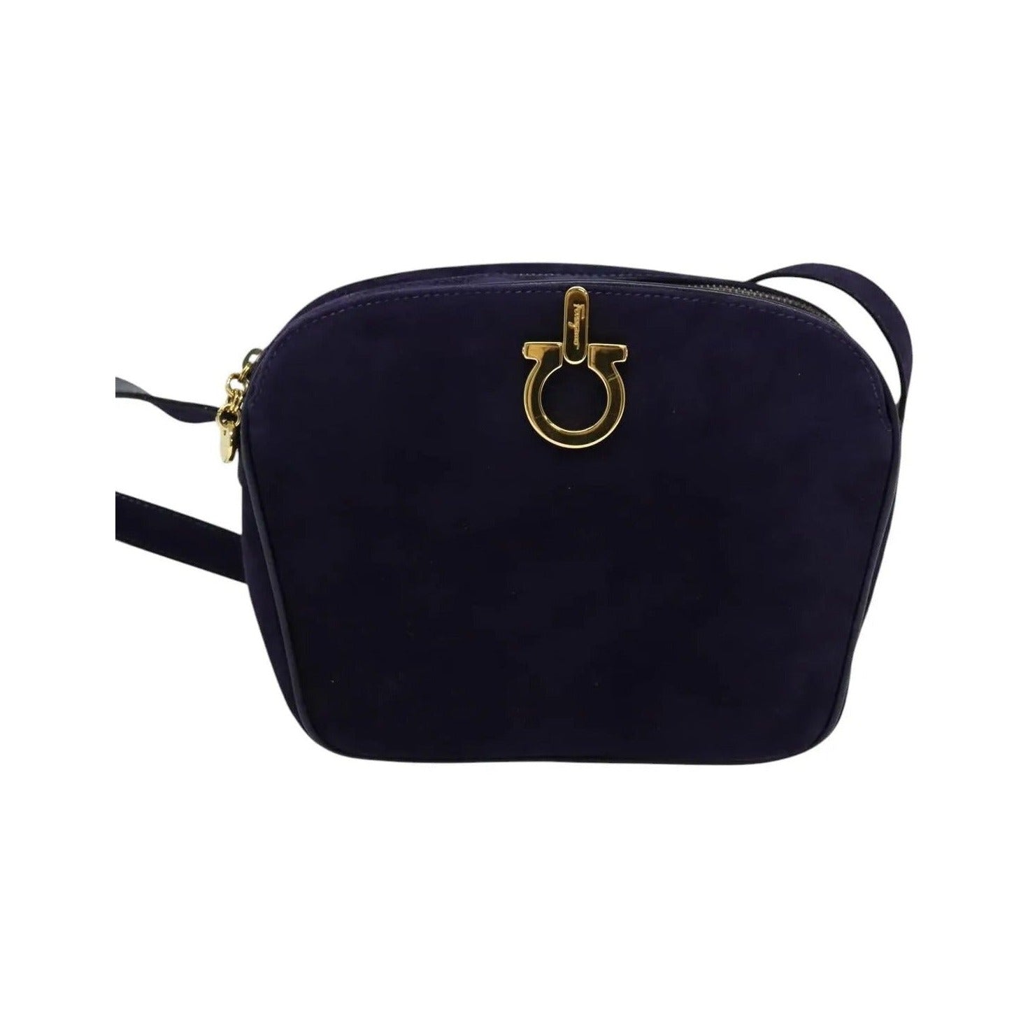 Salvatore Ferragamo Gancini Suede, Purple, Suede, Shoulder Bag
