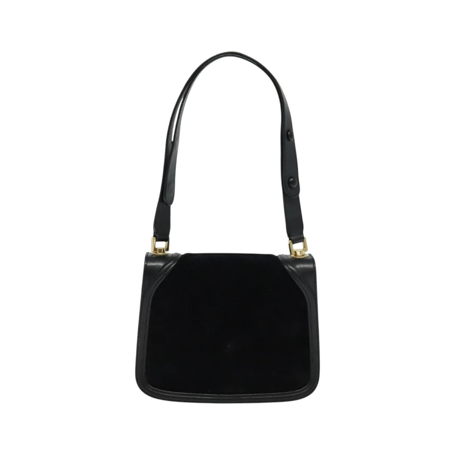 Salvatore Ferragamo Gancini Suede, Black, Suede, Shoulder Bag